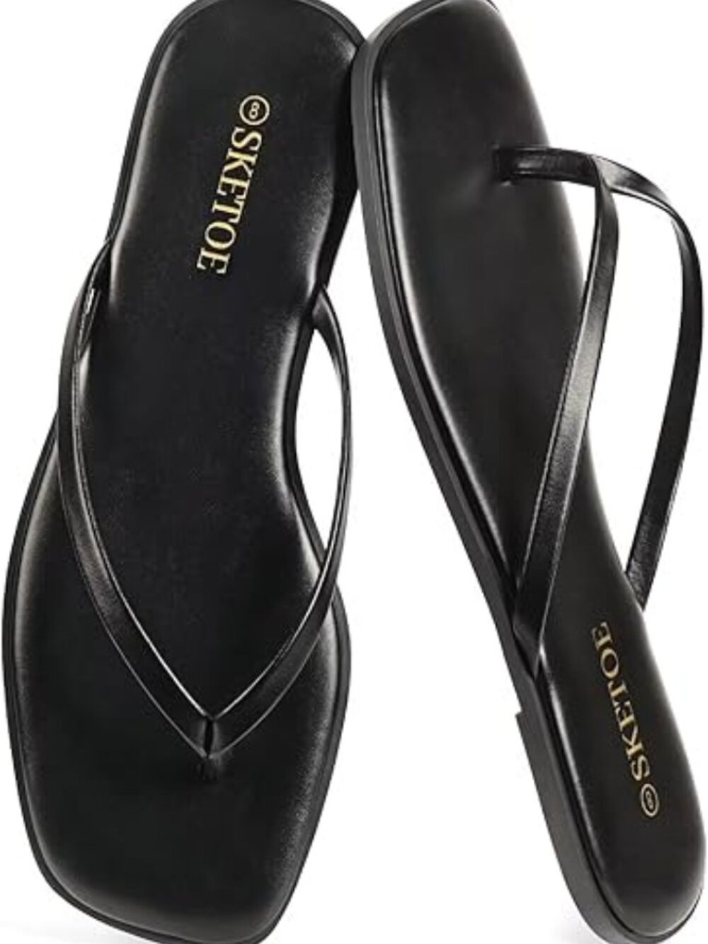 Women’s Square Toe Flat Sandals – Comfortable Thong Flip Flops, Lightweight